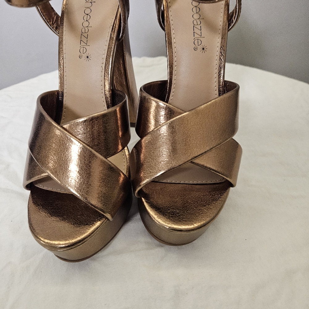 Shoe Dazzle Women's Metallic Bronze Heels Women Size 6 - Picture 6 of 15